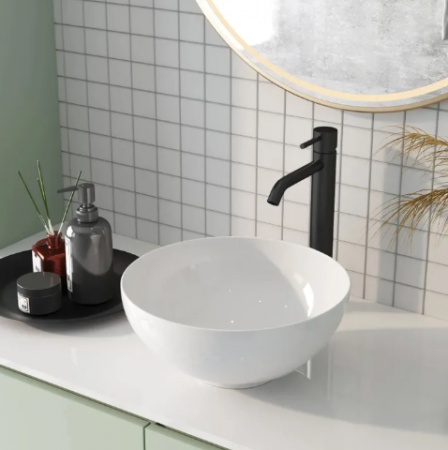 Lavoar pe blat formă rotundă lungime 40 cm culoare alb model Erica [1]