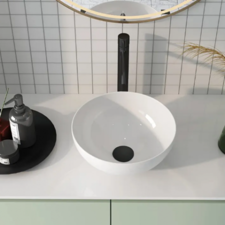 Lavoar pe blat formă rotundă lungime 40 cm culoare alb model Erica [2]