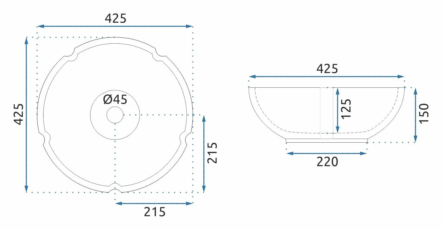 Lavoar pe blat formă rotundă lungime 42.5 cm culoare multicolor model Felicia [3]