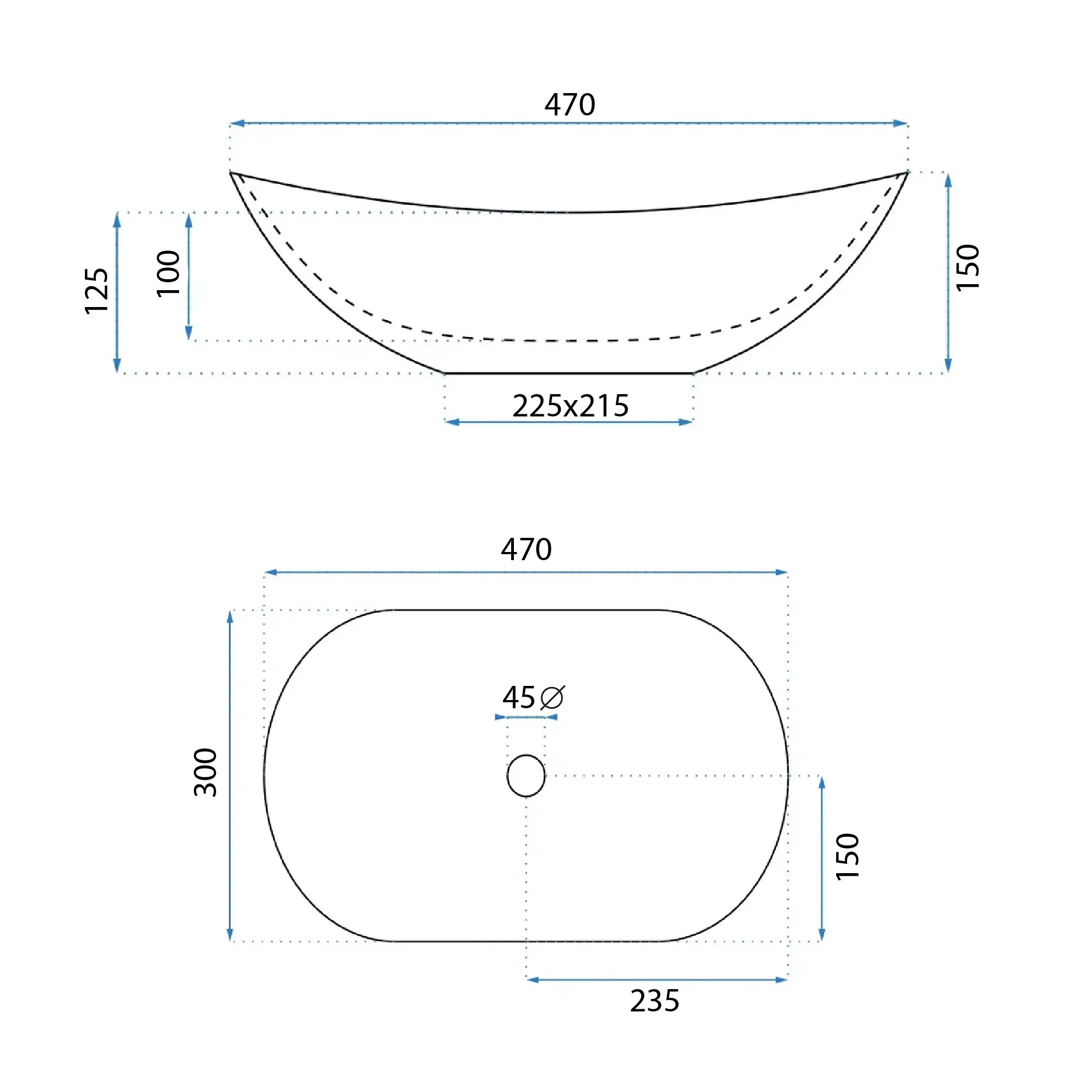 Lavoar pe blat formă semiovală lungime 47 cm culoare alb model Royal Mini White [5]