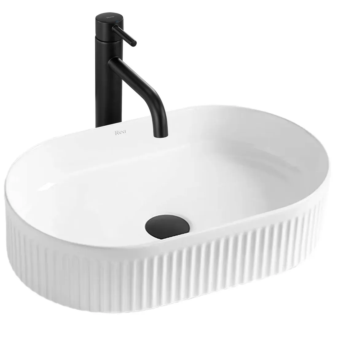 CHIUVETE / LAVOARE - Lavoar pe blat formă semiovală lungime 49 cm culoare alb model Vanda White