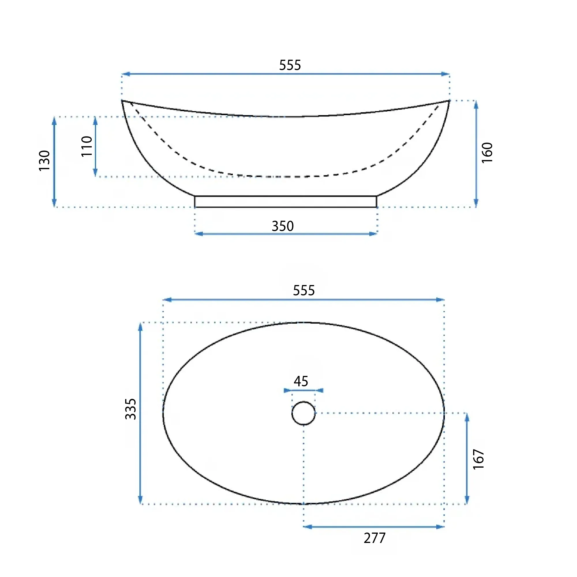 Lavoar pe blat formă semiovală lungime 55.5 cm culoare alb model Kate [6]