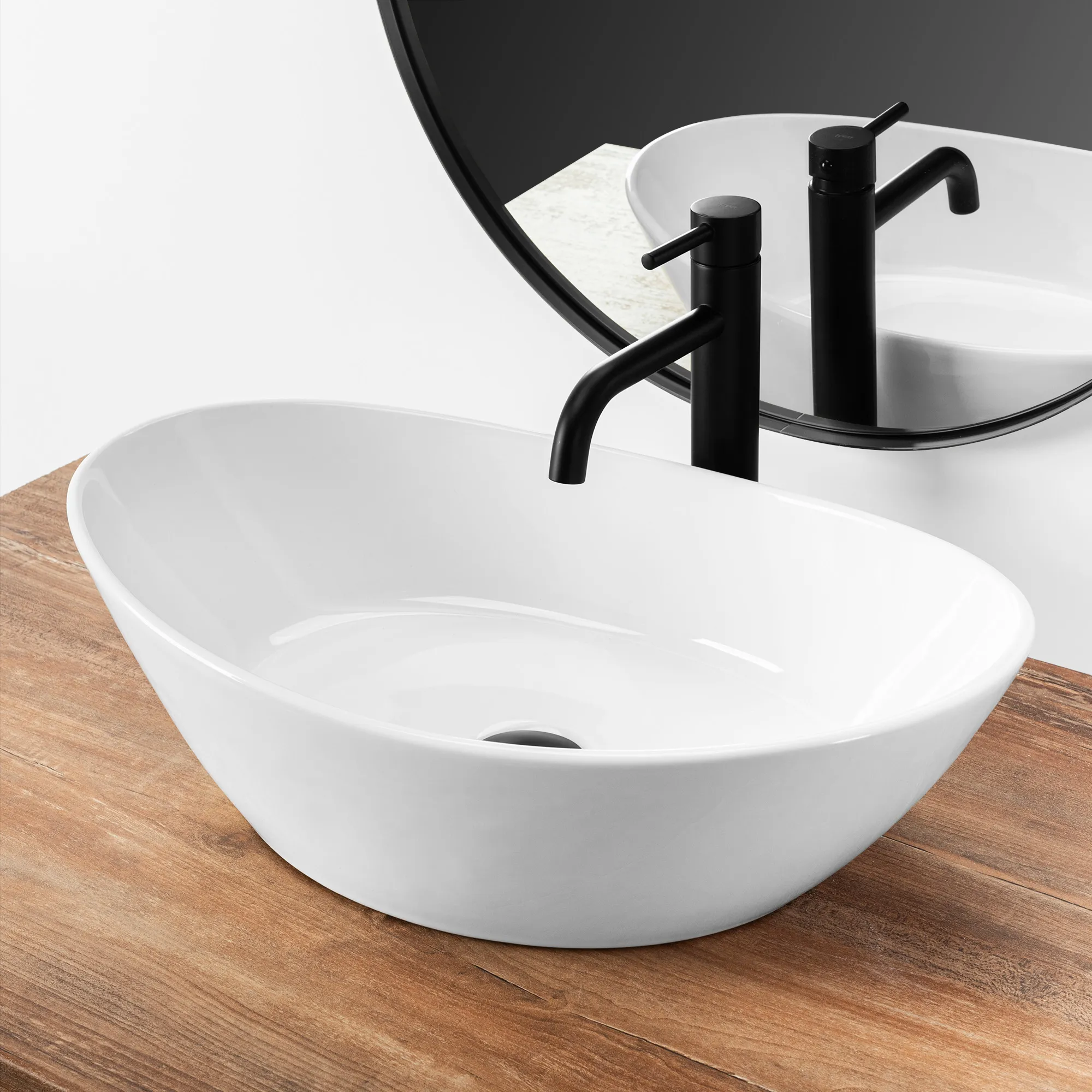 Lavoar pe blat formă semiovală lungime 55.5 cm culoare alb model Kate [3]
