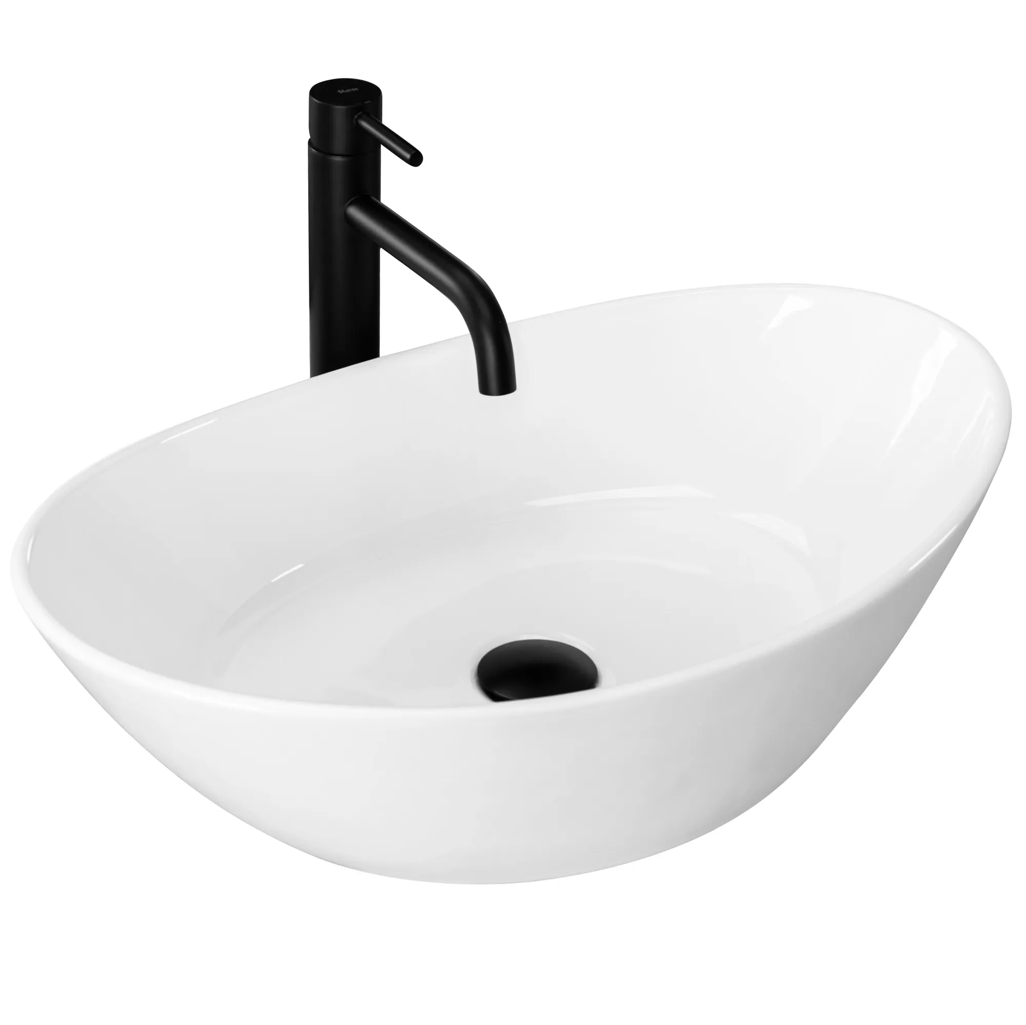 Lavoar pe blat formă semiovală lungime 55.5 cm culoare alb model Kate