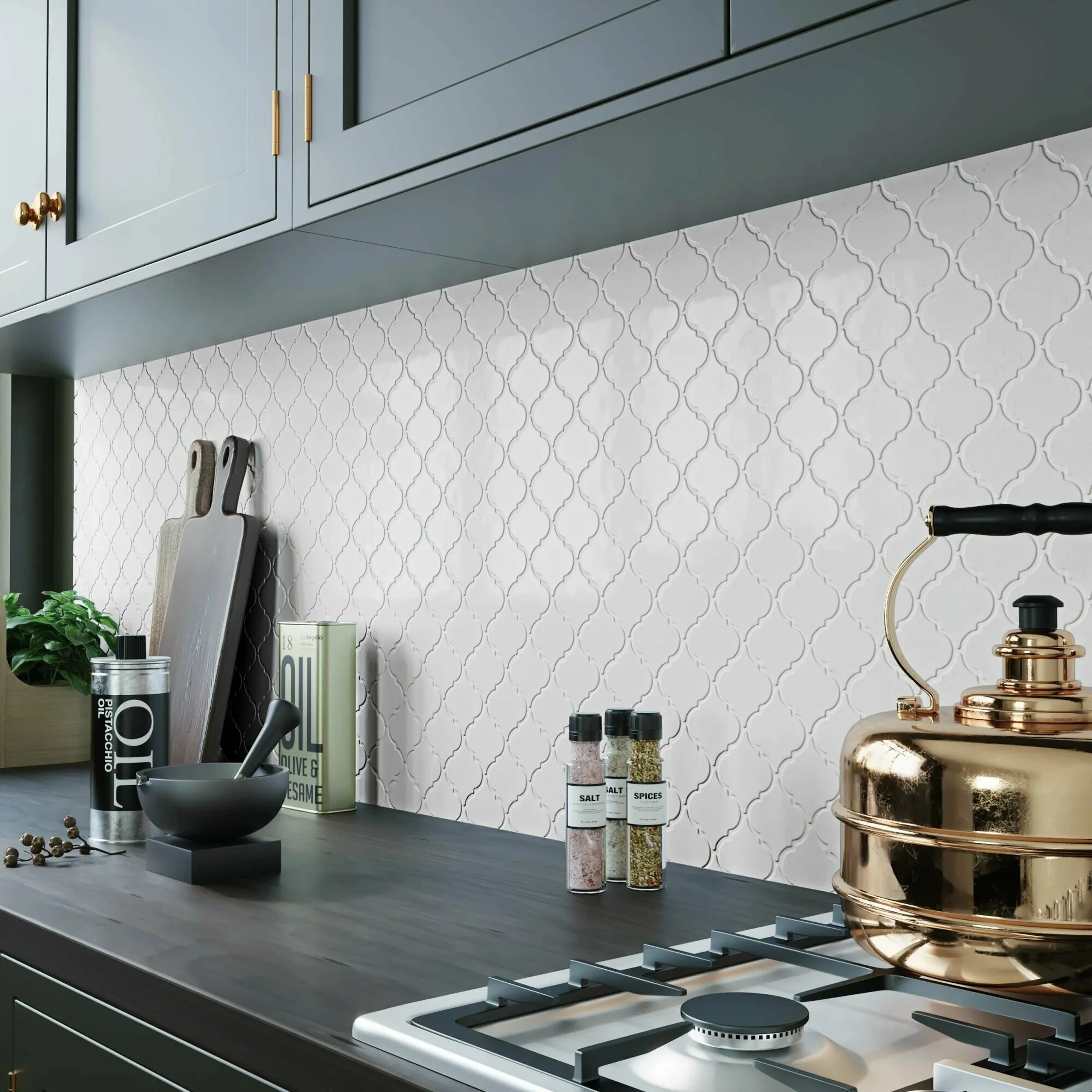 Mozaic decorativ pentru interior culoare alb finisaj semi lucios material ceramică model Maroco White [5]