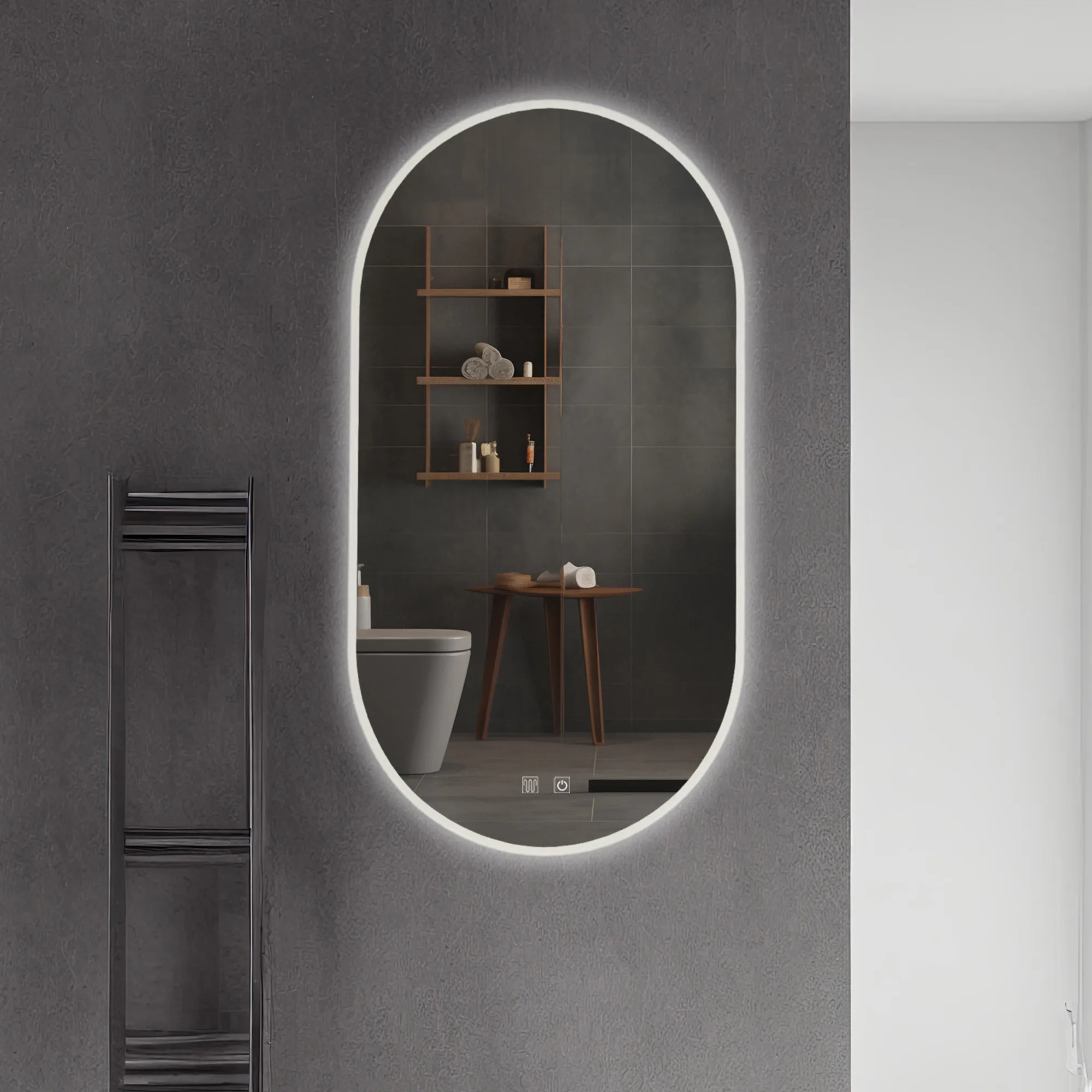 Oglindă cu LED și funcție de dezaburire formă ovală mărime 50x90 cm model EGJ [3]