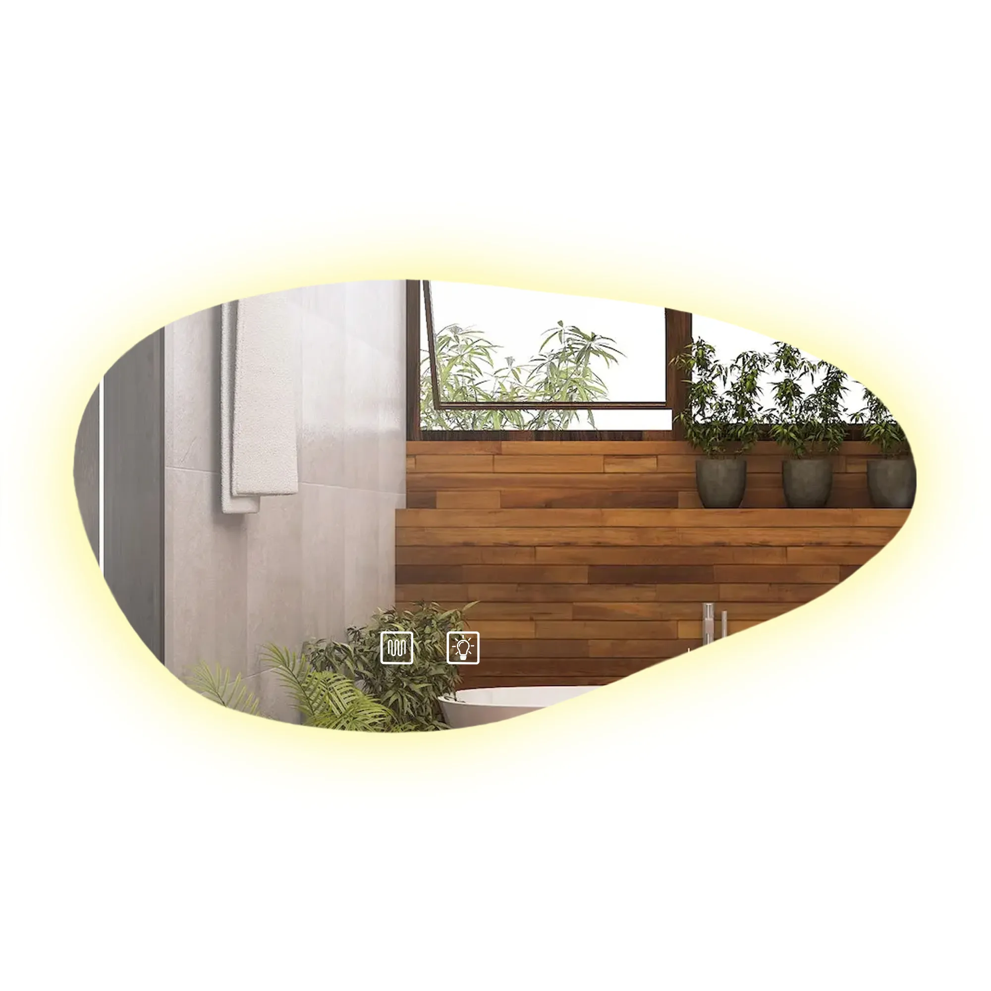 Oglindă cu LED și funcție de dezaburire formă asimetrică mărime 100x60 cm model P11386 Cloud