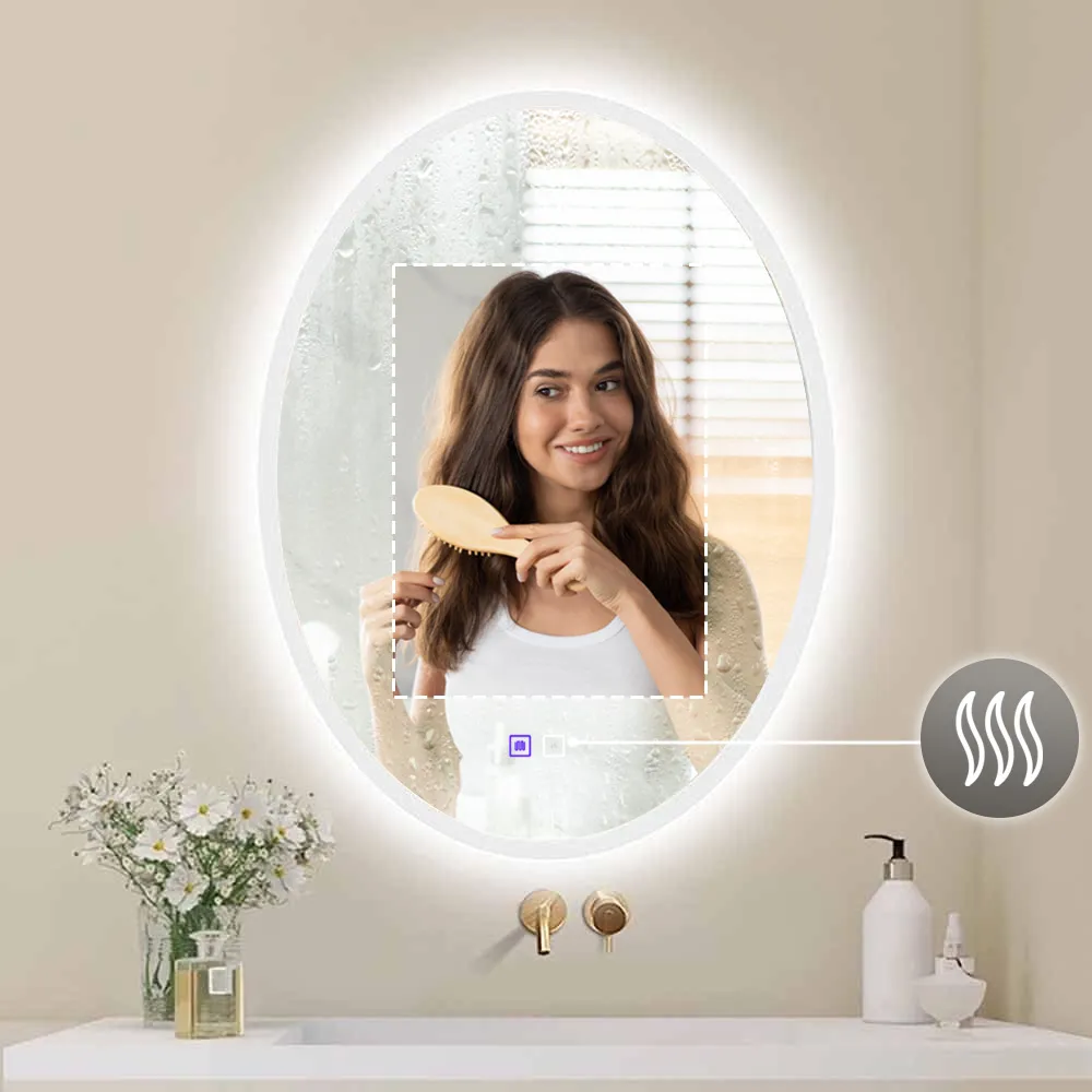 Oglindă cu LED și funcție de dezaburire formă ovală mărime 60x80 cm model Contemporan WWA [6]