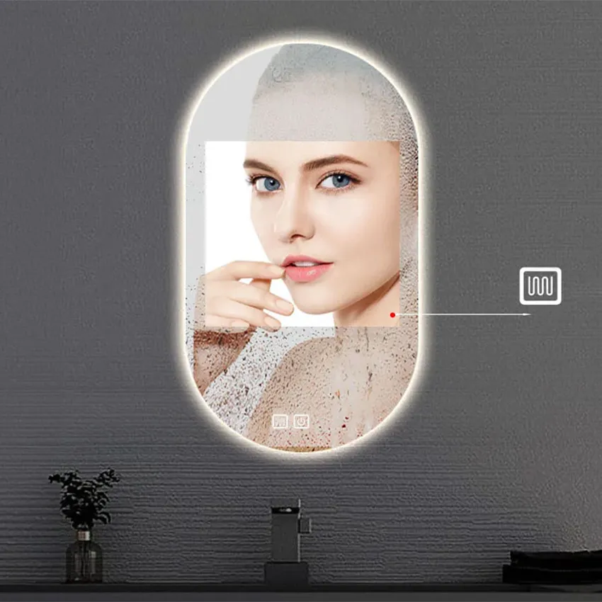 Oglindă cu LED și funcție de dezaburire formă ovală mărime 60x80 cm model EGG [8]