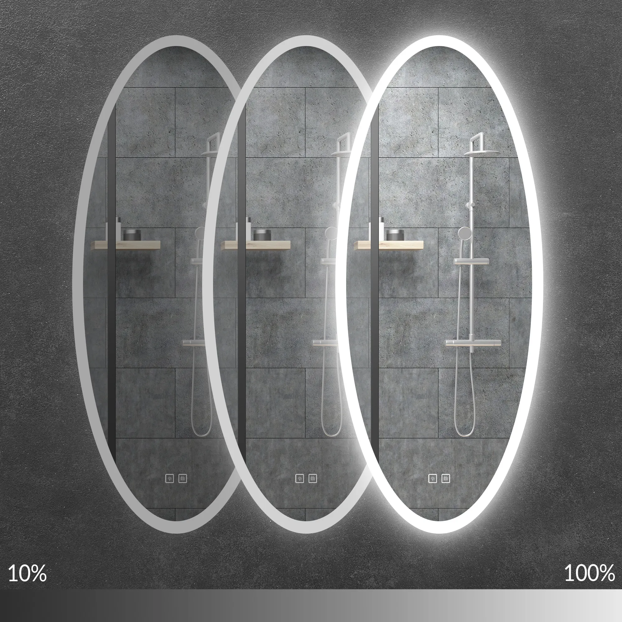 Oglindă cu LED și funcție de dezaburire formă ovală mărime 50x120 cm model Contemporan WWA [7]