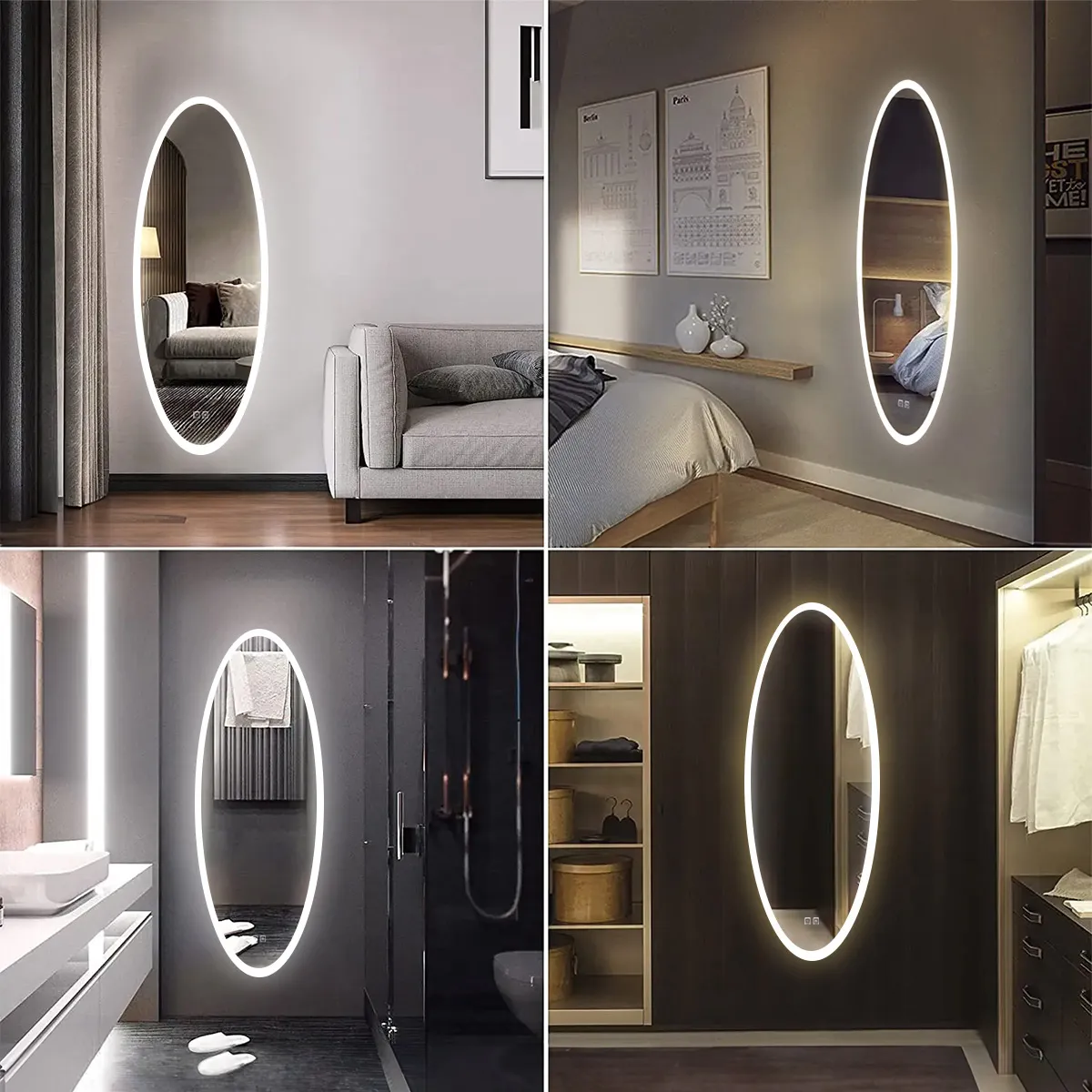 Oglindă cu LED și funcție de dezaburire formă ovală mărime 50x120 cm model Contemporan WWA [4]