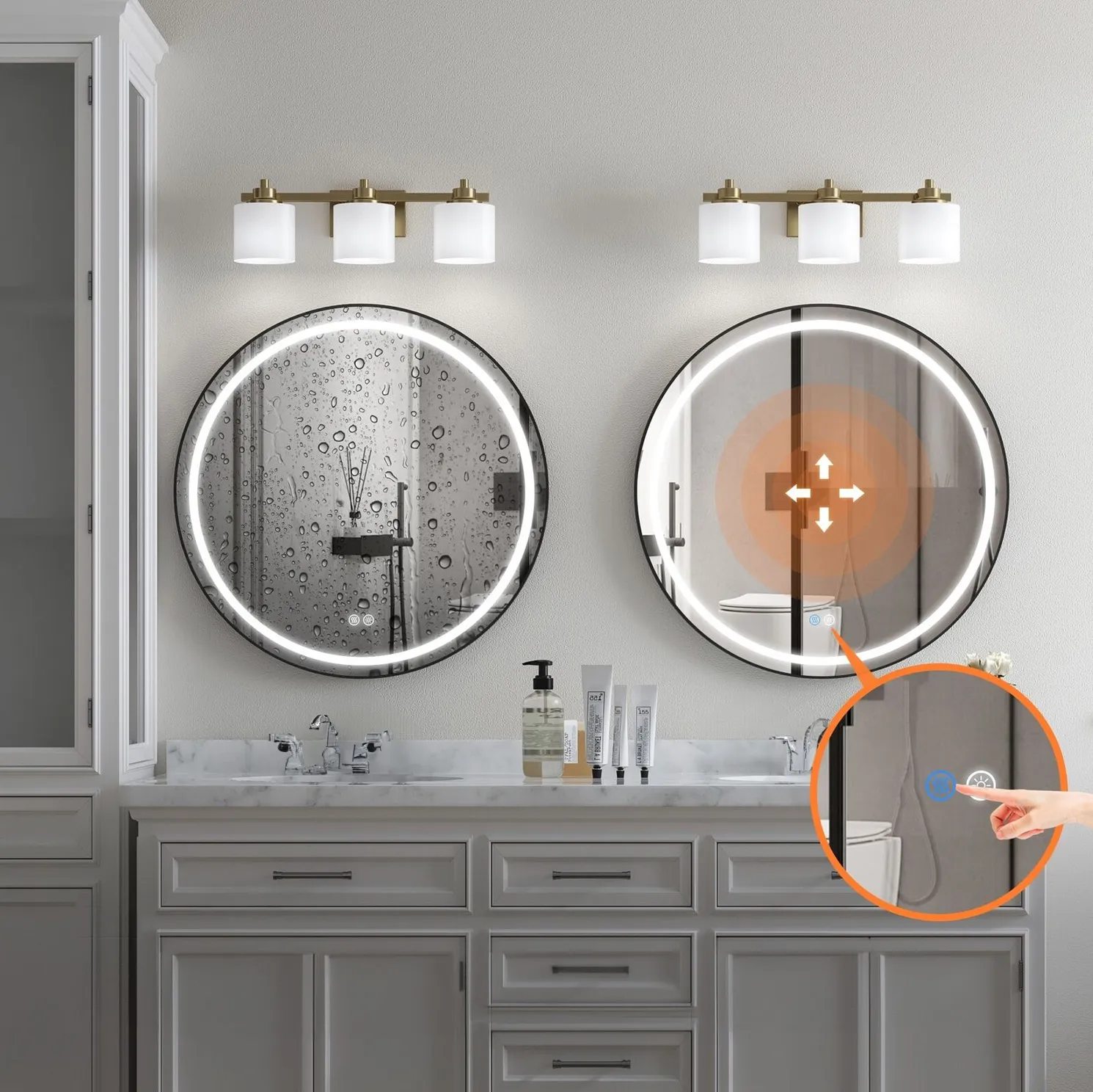 Oglindă cu LED și funcție de dezaburire formă rotundă culoare neagră mărime 50 cm model MMJ Black [4]