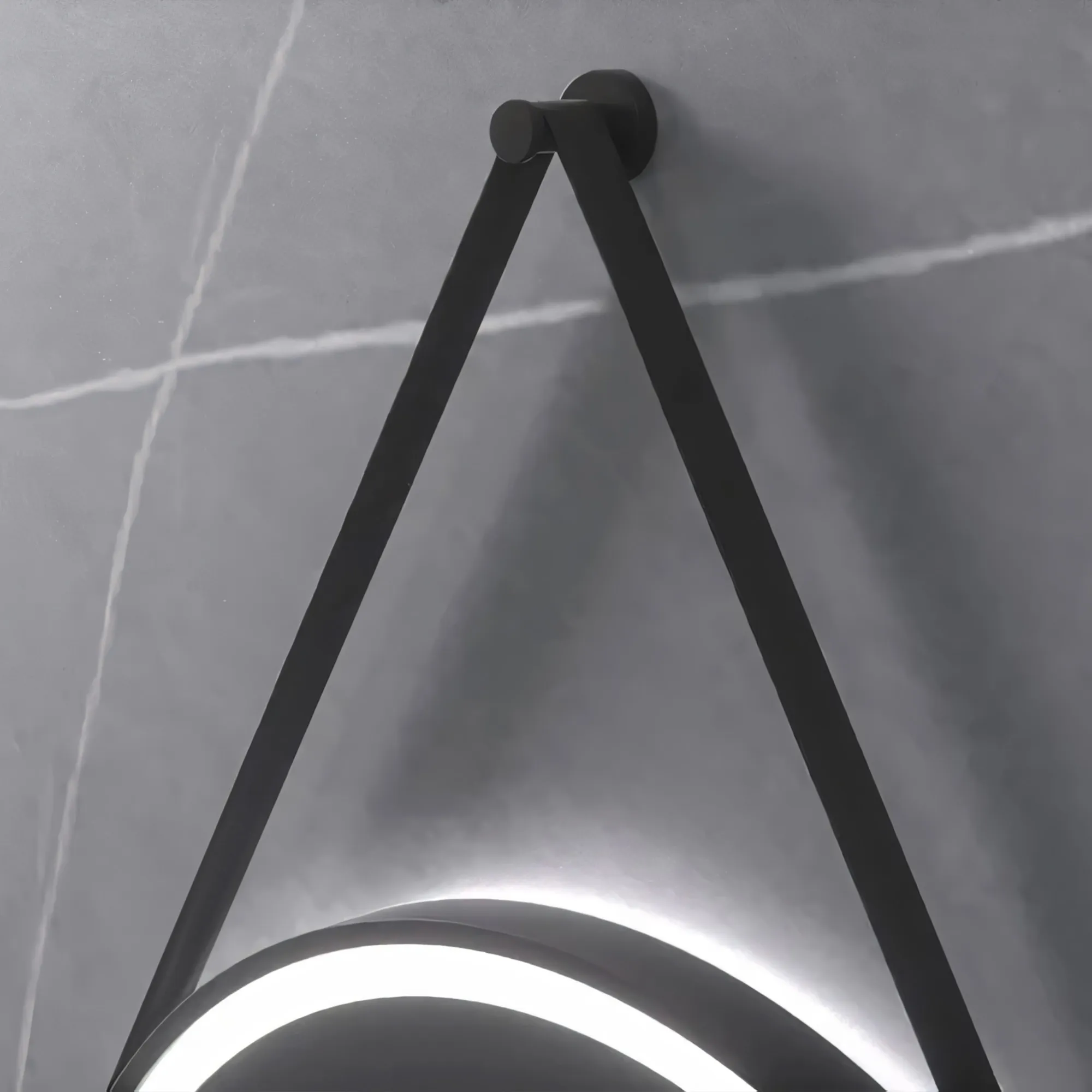 Oglindă LED suspendată pe curea și funcție de dezaburire formă rotundă culoare negru mat mărime 70 cm model Black Matt [8]