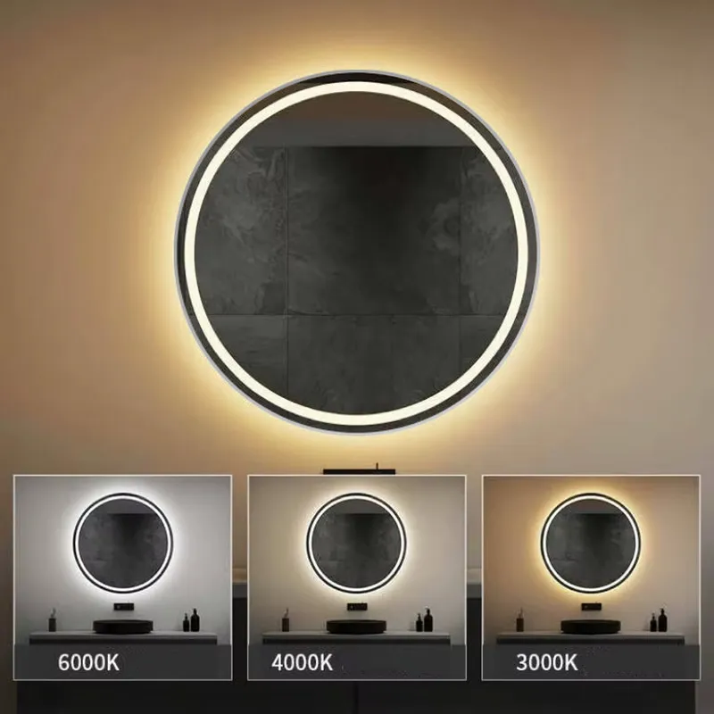 Oglindă cu LED și funcție de dezaburire formă rotundă finisaj argintiu periat mărime 80 cm model MMJ Brush Silver [3]