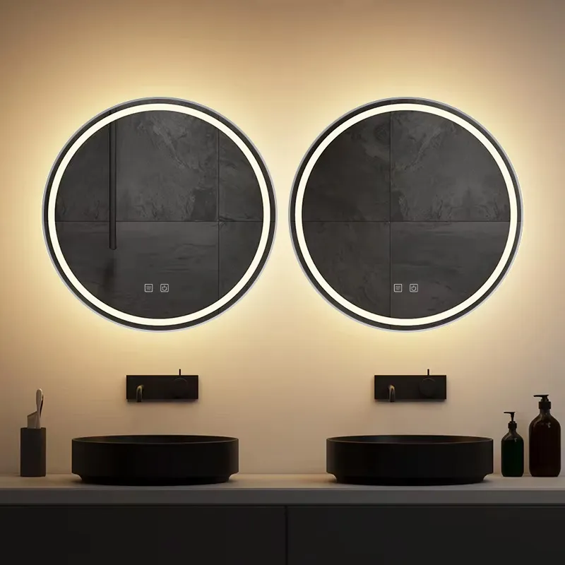 Oglindă cu LED și funcție de dezaburire formă rotundă finisaj argintiu periat mărime 70 cm model MMJ Brush Silver [5]