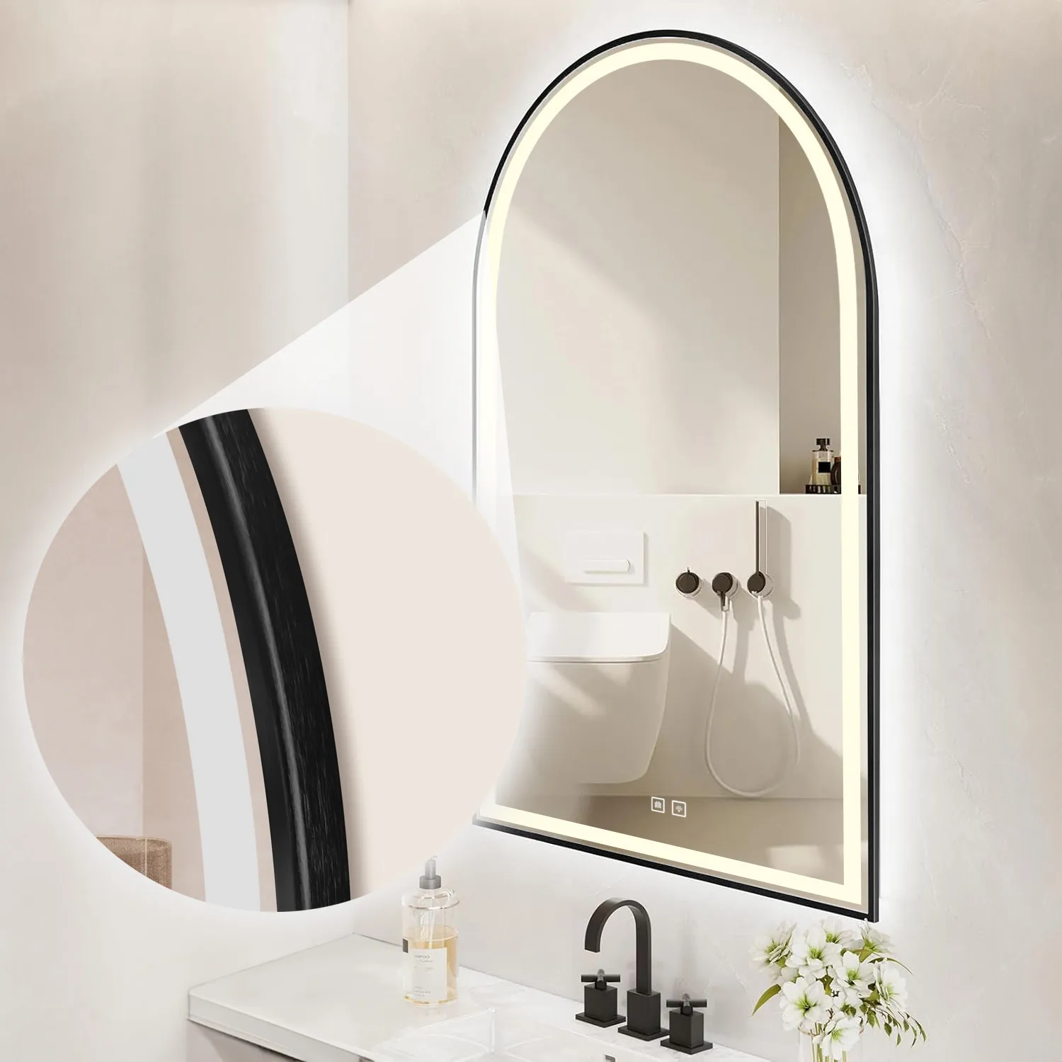 Oglindă cu LED și funcție de dezaburire finisaj negru mărime 60x100 cm model Dash Black [8]