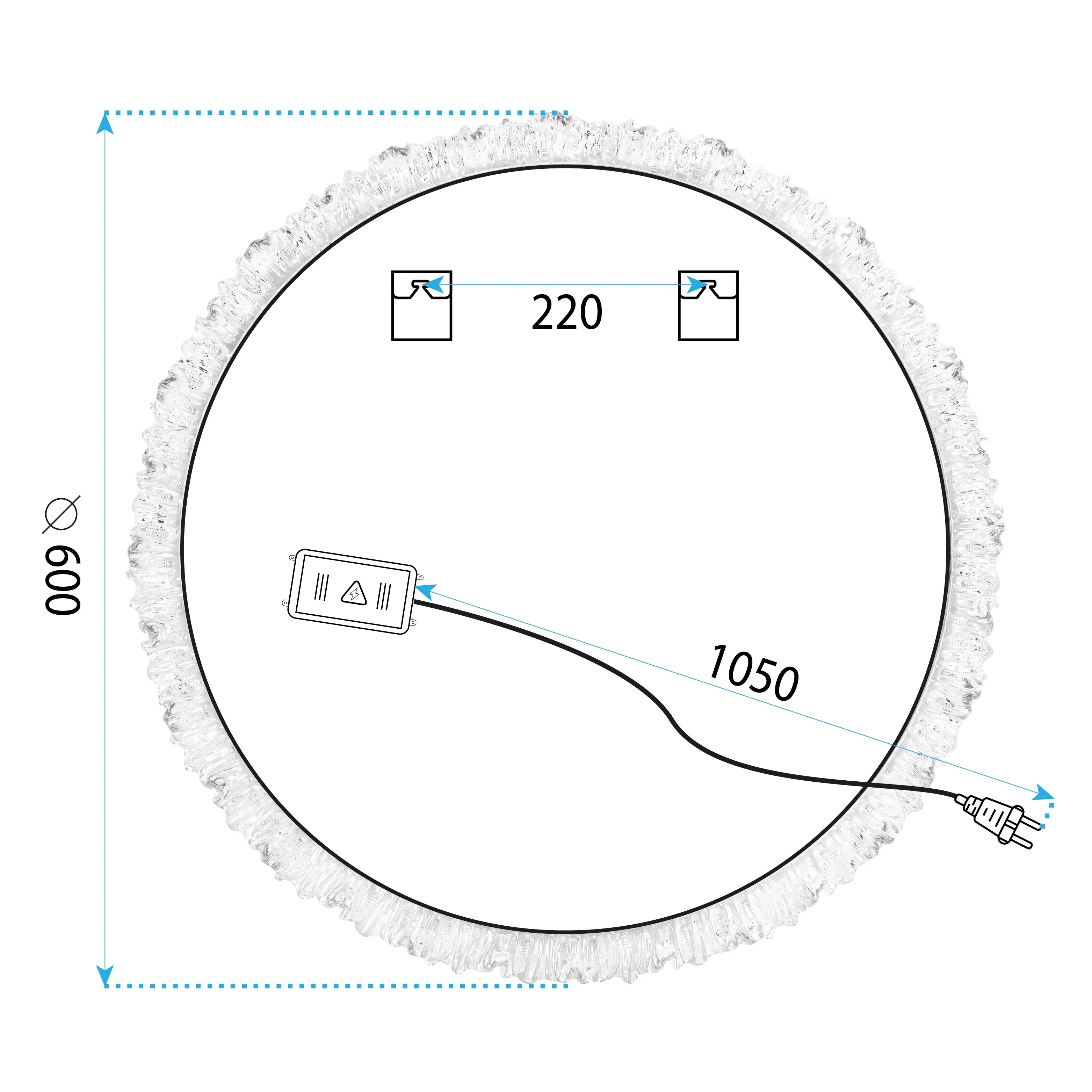 Oglindă LED mărime 60 cm formă rotundă model Contemporan Cristal YH-3561 [7]
