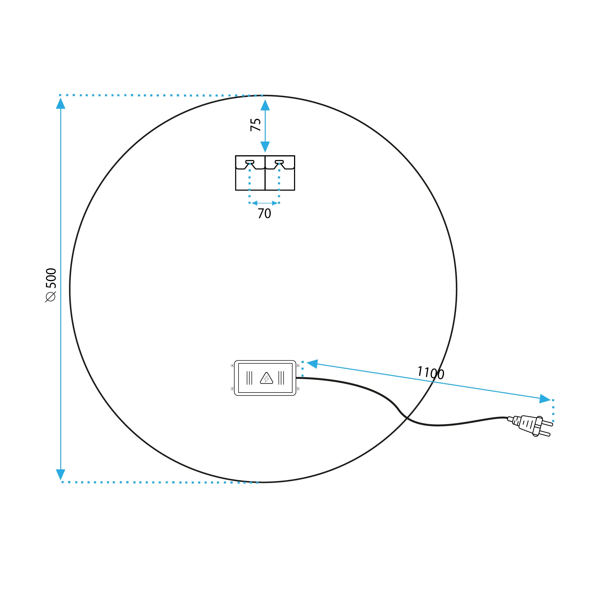 Oglindă cu LED și funcție de dezaburire formă rotundă culoare aurie mărime 50 cm model MMJ [7]