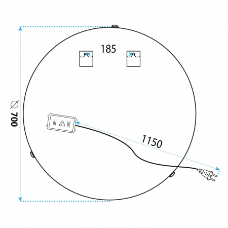 Oglindă LED și funcție de dezaburire mărime 70 cm formă rotundă model Cristal BL805 [10]