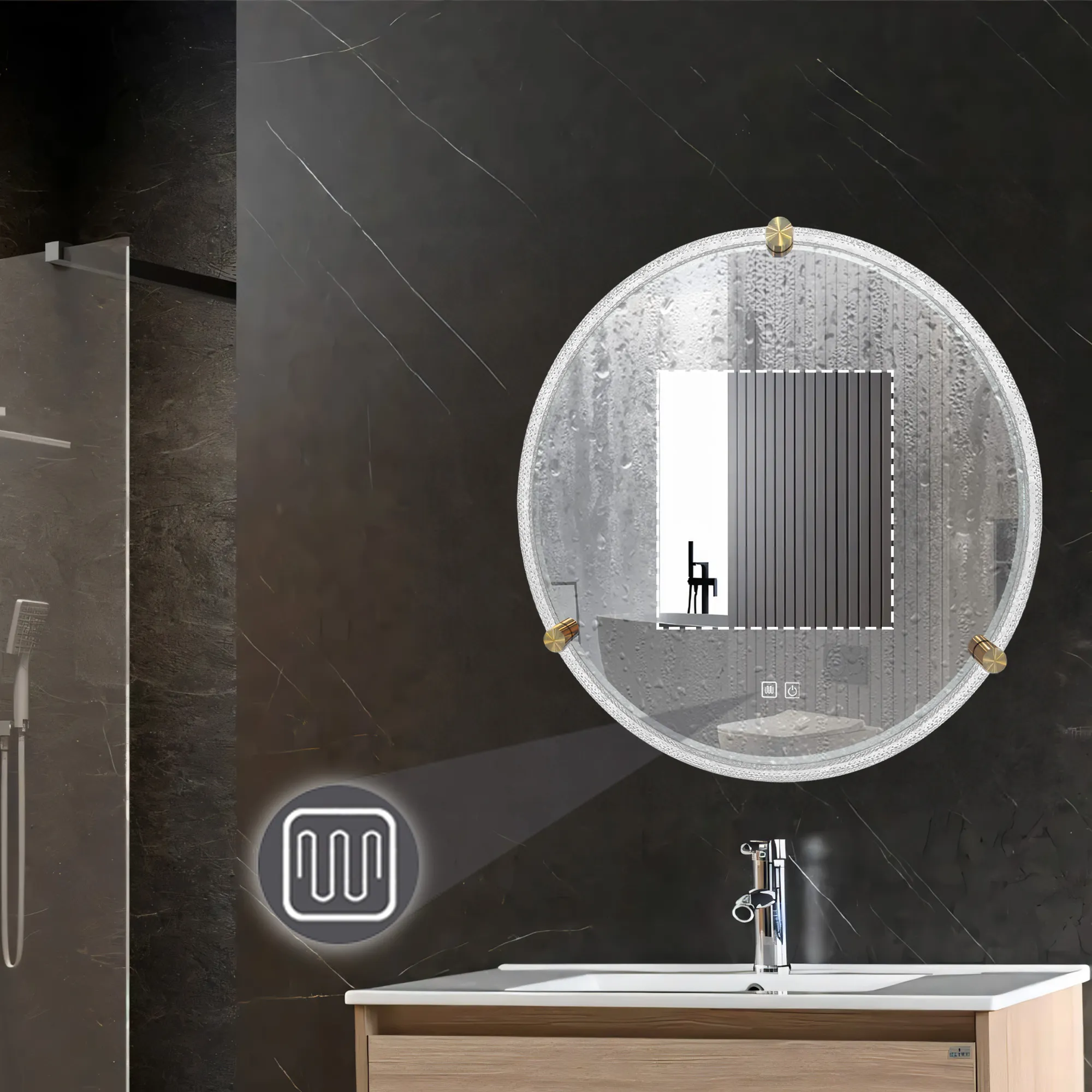 Oglindă LED și funcție de dezaburire mărime 70 cm formă rotundă model Cristal BL805 [9]