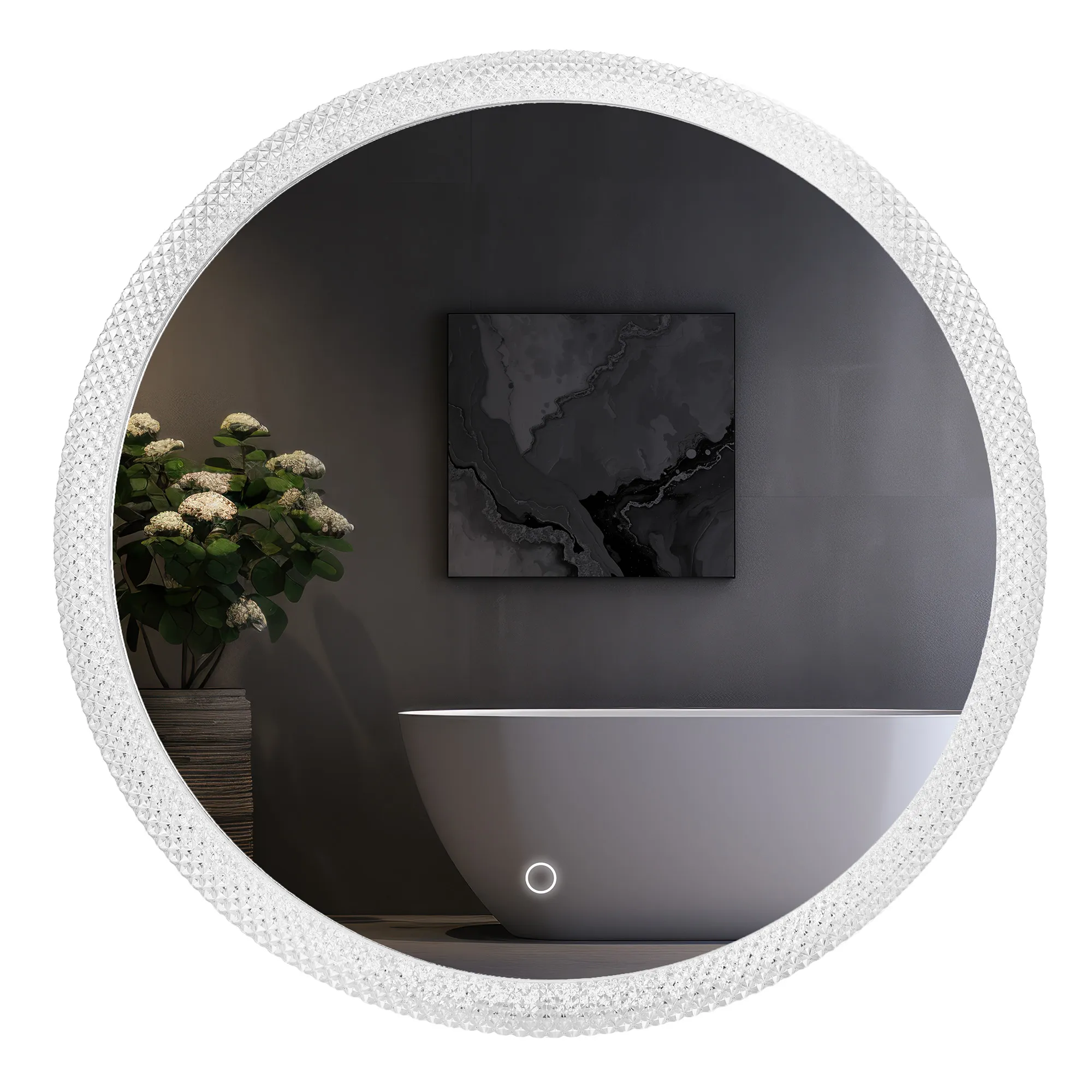 ACCESORII BAIE - Oglindă LED mărime 60 cm formă rotundă model Contemporan Cristal YH-3563