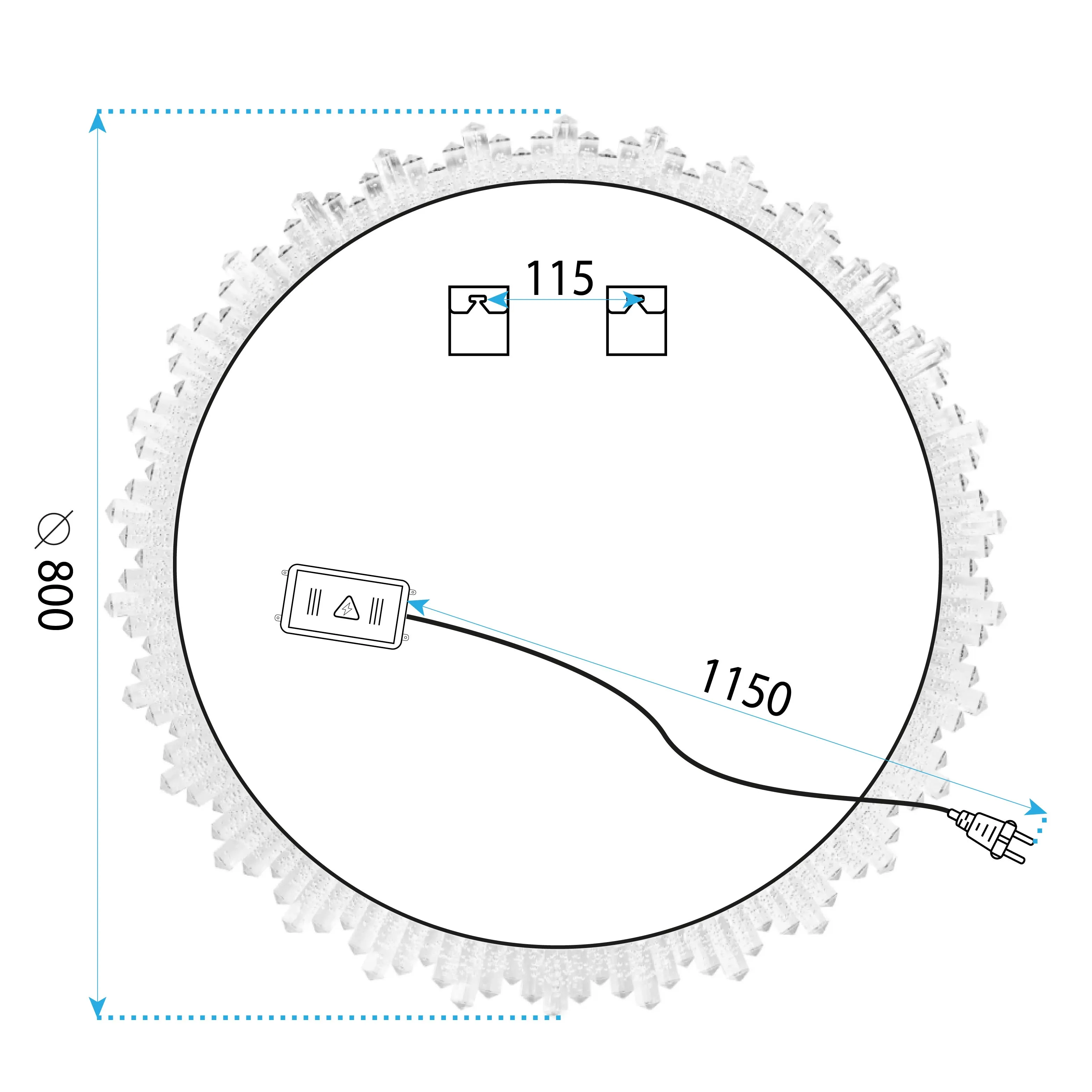 Oglindă LED și funcție de dezaburire mărime 80 cm formă rotundă model Cristal X013 [8]