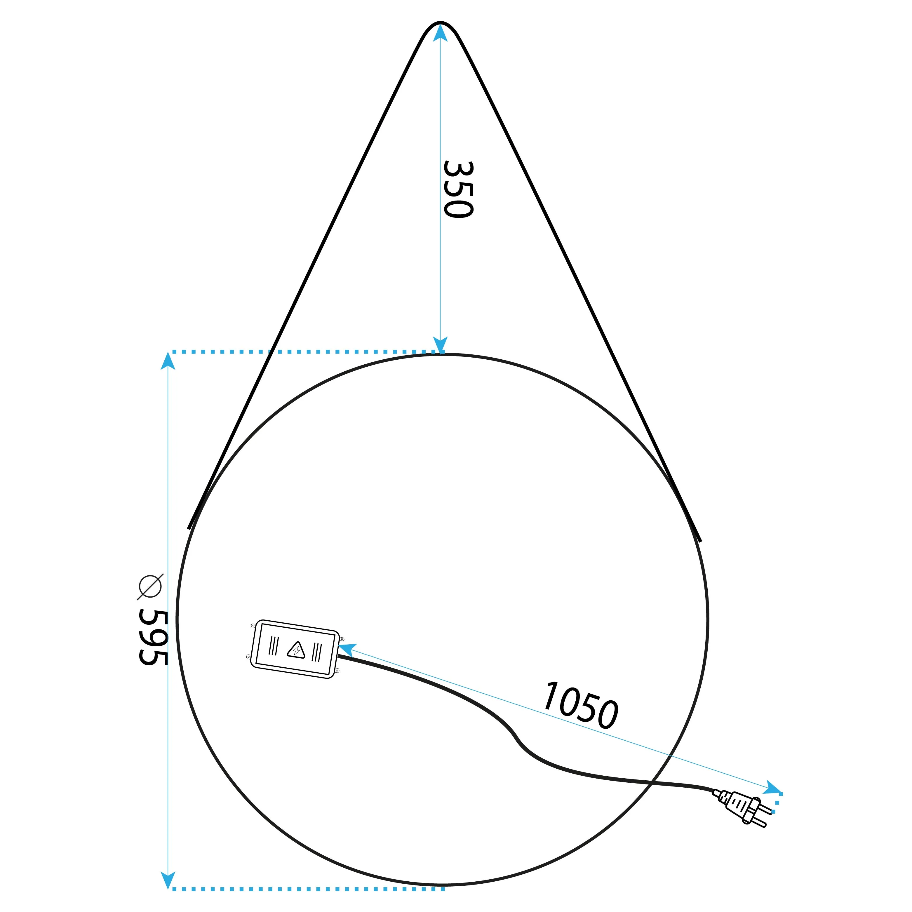 Oglindă LED suspendată pe curea mărime 70 cm culoare auriu periat formă rotundă model Contemporan Brushed Gold [5]