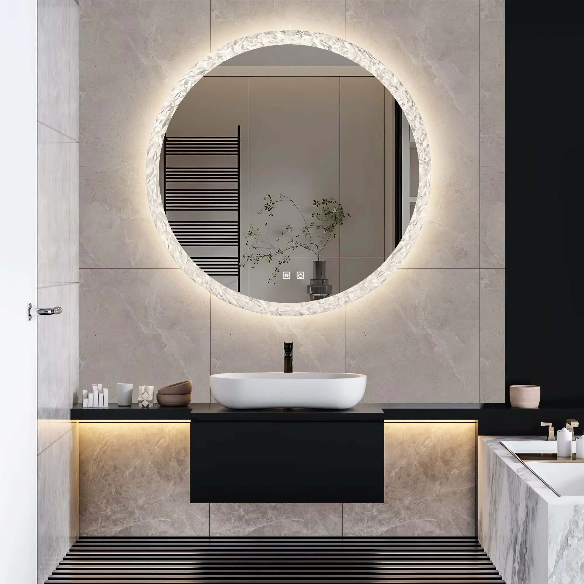 Oglindă LED și funcție de dezaburire mărime 60 cm formă rotundă model Cristal [3]