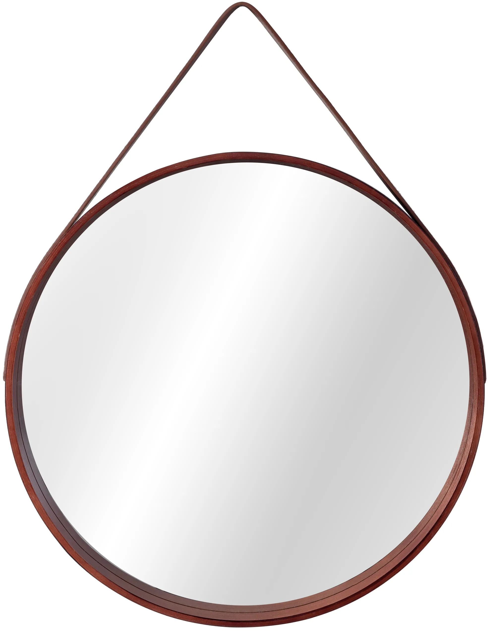 ACCESORII BAIE - Oglindă rotundă cu ramă din lemn și curea Loft culoare maro mărime 50 cm model rotund
