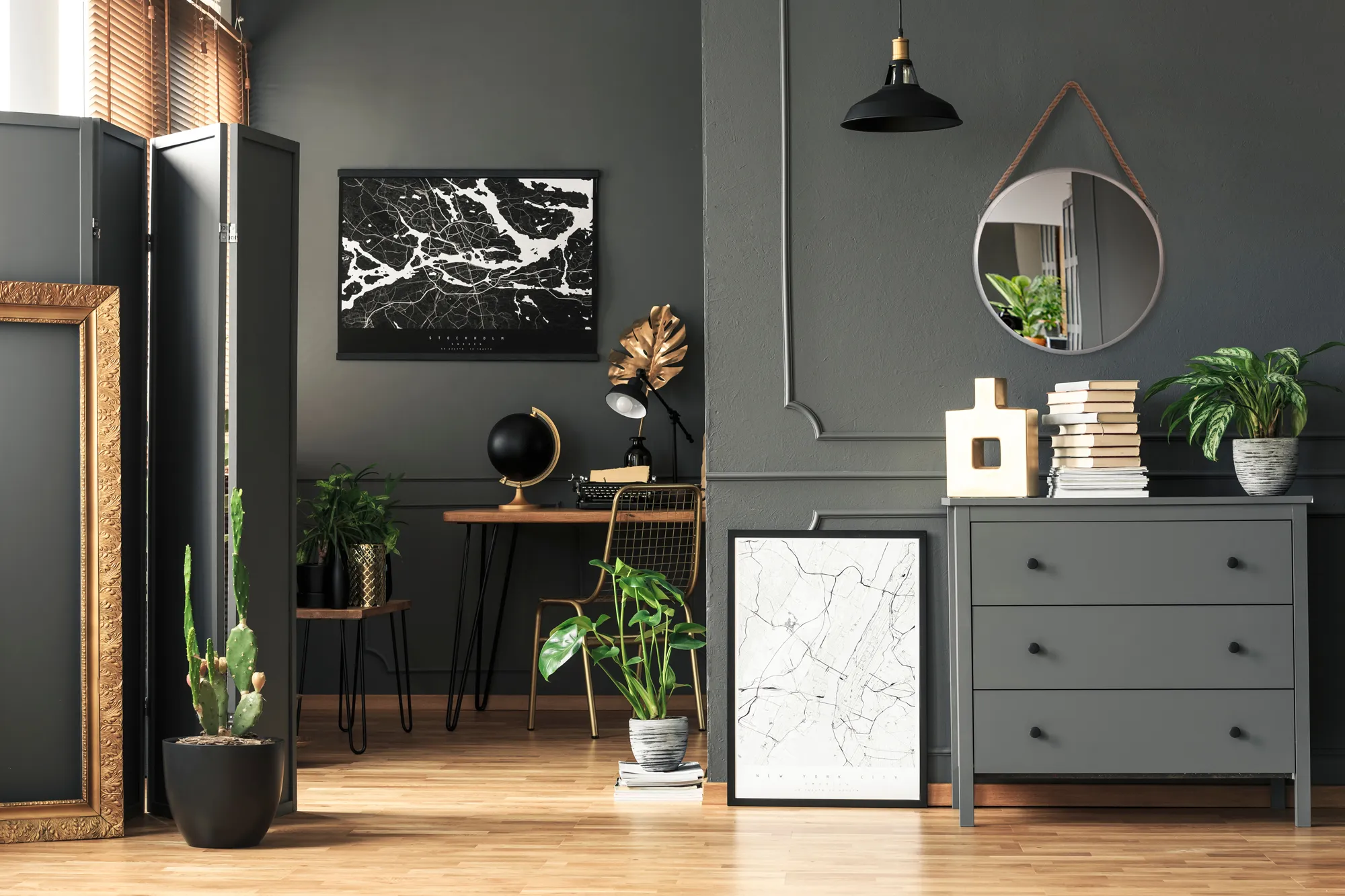 Oglindă rotundă cu ramă gri lucios mărime 40 cm model KLMH-0410S-1 [5]