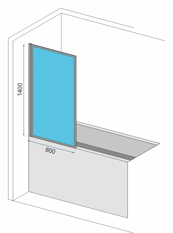 Paravan fix pentru cadă mărime 80x140 cm profil negru sticlă transparentă securizată model Lagos Black [4]
