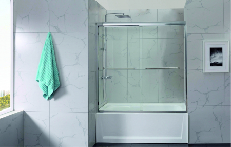 Paravane cadă - Paravan culisant pentru cadă mărime 180x140 cm profil crom lucios sticlă transparentă securizată model WST11