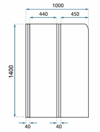 Paravan pliabil pentru cadă mărime 100x140 cm profil crom lucios sticlă transparentă securizată model Agat [4]