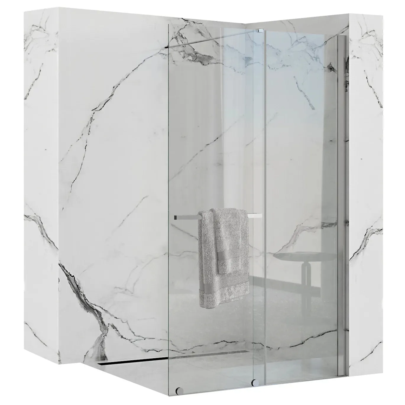 Perete de duș Walk-In mărime 100 cm culoare crom lucios sticlă securizată de 6 mm model Cortis Chrome [0]