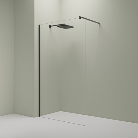 Perete de duș Walk-In mărime 80 cm finisaj profil negru mat sticlă securizată de 8 mm model SD80 Black [2]