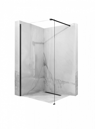 Perete duș Walk-In mărime 90 cm finisaj negru mat sticlă securizată de 8 mm model Aero Black Matt [1]