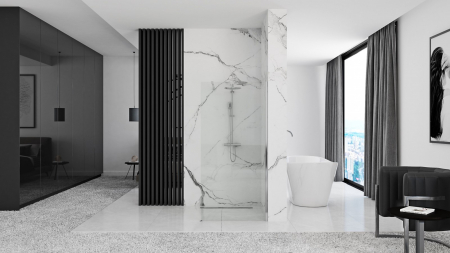 Perete duș Walk-In mărime 80 cm culoare crom lucios sticlă securizată de 8 mm model Aero Chrome [3]
