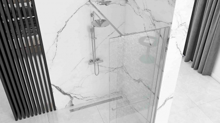 Perete de duș Walk-In mărime 100 cm culoare crom lucios sticlă securizată de 6 mm model Cortis Chrome [3]