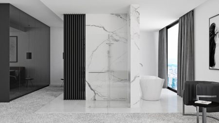 Perete de duș Walk-In mărime 100 cm culoare crom lucios sticlă securizată de 6 mm model Cortis Chrome [5]