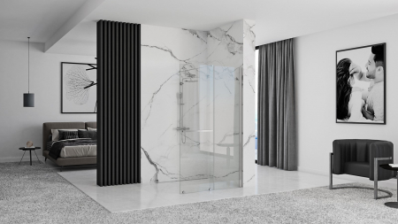 Perete de duș Walk-In mărime 100 cm culoare crom lucios sticlă securizată de 6 mm model Cortis Chrome [4]