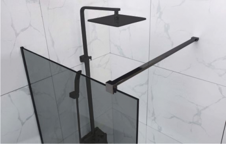 Perete duș Walk-In mărime 80 cm finisaj negru mat sticlă fumurie securizată de 8 mm model WST 07 [1]