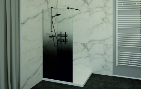 DUȘ - Perete duș Walk-In mărime 80 cm finisaj negru mat sticlă securizată degrade de 8 mm model WST 07