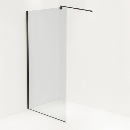 Perete duș Walk-In mărime 120 cm finisaj negru mat sticlă securizată de 8 mm model WST 12