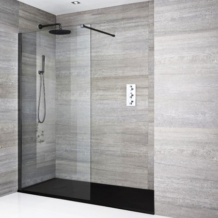 Perete duș Walk-In mărime 120 cm finisaj negru mat sticlă securizată de 8 mm model WST 12 [2]