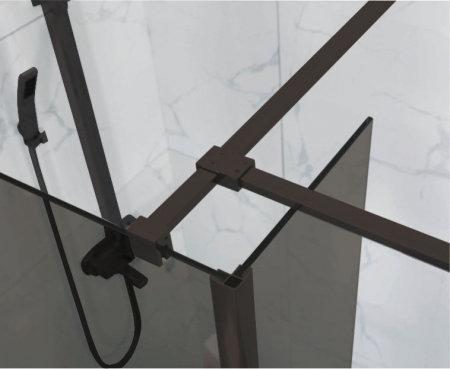 Perete de duș Walk-In mărime 150x90 cm finisaj negru mat sticlă fumurie securizată de 8 mm model WST 10 [3]