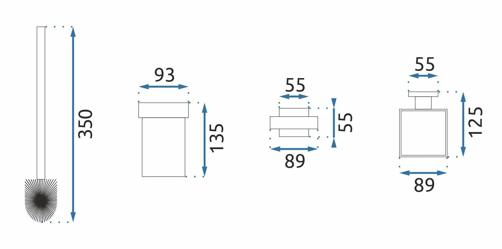 Perie Wc cu suport finisaj negru mat model pătrat 332918 Erlo 05 Black [6]