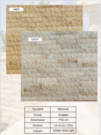 Piatră decorativă naturală din marmură scapițată finisaj auriu  model Golden Sinai Light [1]
