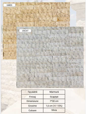 Piatră decorativă naturală din marmură scapițată culoare crem model Silvia [1]