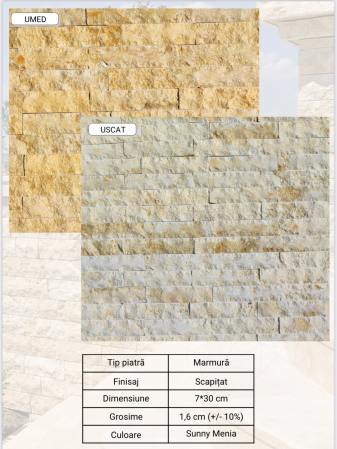 Piatră decorativă naturală din marmură scapițată culoare crem model Sunny Menia [1]