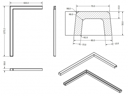 Prag pentru cabină de duș mărime 90x90 cm culoare crem din compozit model West [11]